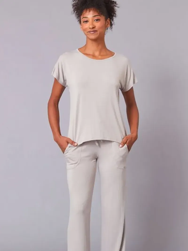 Dansebutikken Pilates Overdele|Yogabluser-Tempsdanse latte farvet blød bambus t-shirt