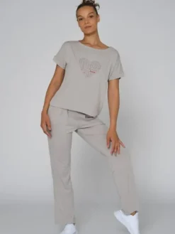Dansebutikken Pilates Overdele|Yogabluser-Tempsdanse lys viscose t-shirt til dans med logo
