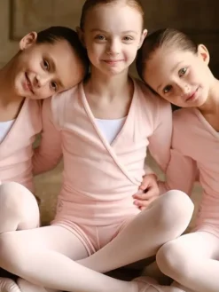 Børn Dansebutikken Overdele Piger|Ballet Toppe Børn-Wearmoi rosa slå om overdel børn ballet/gymnastik