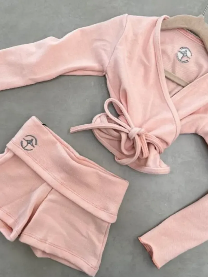 Børn Dansebutikken Overdele Piger|Ballet Toppe Børn-Wearmoi rosa slå om overdel børn ballet/gymnastik