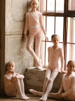 Børn Dansebutikken Overdele Piger|Ballet Toppe Børn-Wearmoi rosa slå om overdel børn ballet/gymnastik
