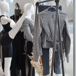 Dame Dansebutikken Overdele Damer|Ballet Strik Damer-Wearmoi grå slå om overdel ballet og gymnastik