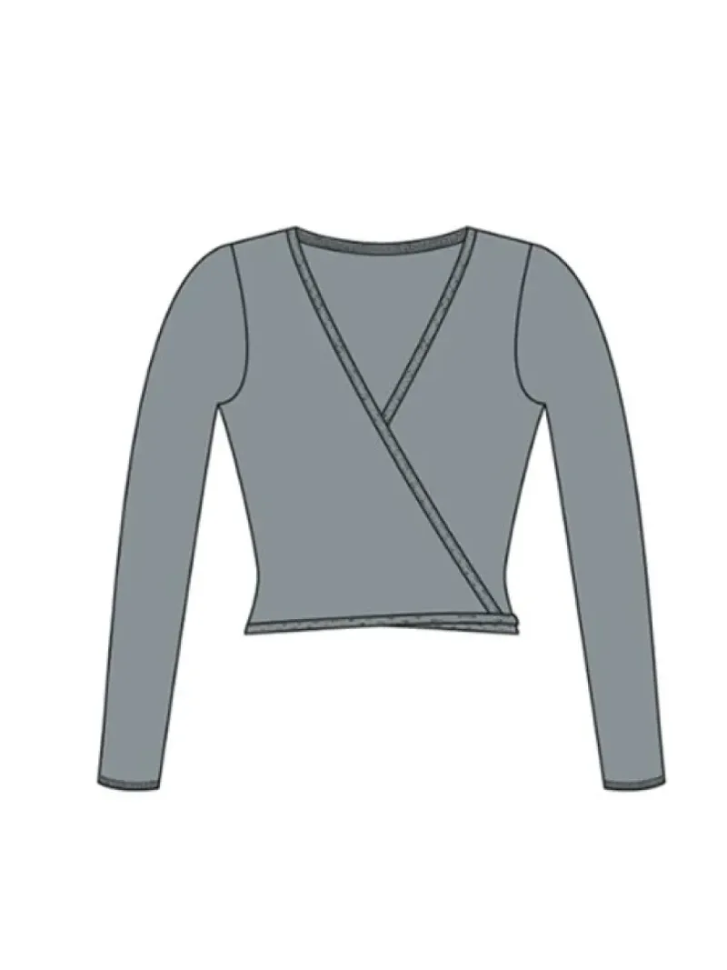 Børn Dansebutikken Overdele Piger|Ballet Toppe Børn-Wearmoi grå slå om overdel børn ballet/gymnastik